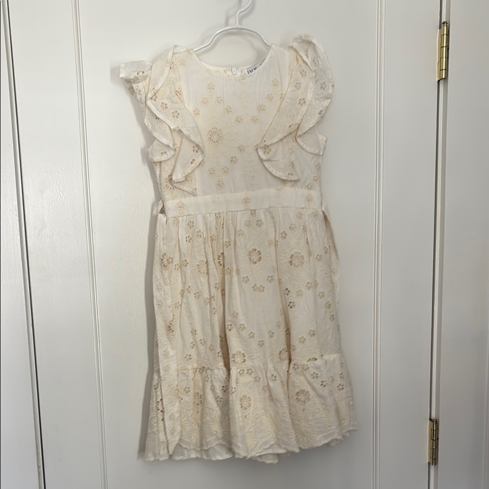 Ivy City Co Cream Flutter Sleeve Sundress for Wedding Guests